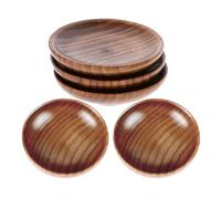 ELEOUTI Platos de Salsa de Madera 7.5 Cm 5 Piezas, Cuencos Redondos para Condimentos y Salsa Soja, Mini Platos para Mojar, Utensilios Cocina Madera, Ideales para Sushi y Aperitivos