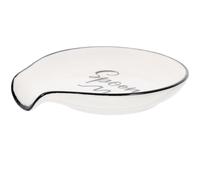 ELEOUTI Soporte para Cuchara Reutilizable de Cerámica Borde Negro Pequeño, Reposacucharas Liso para Cocina y Comedor, Accesorio Práctico para Mantener Utensilios Limpios