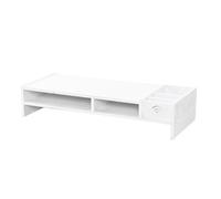 ELEOUTI Soporte para Monitor de 48 Cm Blanco Diseño en Capas, Base de Pvc para Escritorio, Organizador Conveniente y Protección contra Descargas Eléctricas en Uso de Oficina