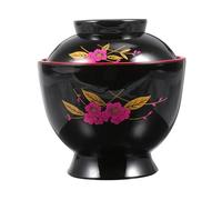 ELEOUTI Tazón de Miso Estilo Japonés Tapa, Antideslizante y Resistente al Calor, Cuenco de Imitación Cerámica para Sopa, Arroz y Postres, Uso Doméstico y Restauración, 1 Unidad