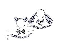 ELEOUTI Tocado de Cosplay Dálmata, Set de 2 Juegos Orejas Largas y Cortas, Diadema de Animal Estampado de Dálmatas, Accesorios para Fiestas y Actuaciones Escolares