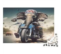 Elephant 1000 Pieces for Adults Elephant on Motorcycle Fun and Challenging Family Game Great Gift 70x50cm 1000pcs