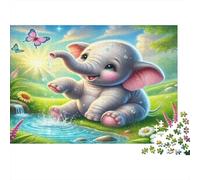 Elephant Adult Jigsaw for Wall Decor Elephant and Butterfly Educational Game Decompression 1000Pc 52x38cm 1000pcs