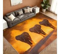 Elephant Alfombra 200x290cm, African Elephant Alfombras for Living Room | Large Washable Soft Low Pile Non-Slip Moqueta for Bedroom Home Decor Mat