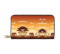 Elephant and Giraffe in The Sunset - Elegante cartera de cuero para mujer, organizador de gran capacidad con soporte para chequera, cartera plegable para mujer, color blanco, talla única, clásica,