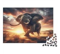 Elephant Challenging Brainteasing Puzzle Elephant Running at Sunset for Adults Kids Age 12 Years Up 70x50cm 1000pcs