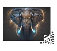 Elephant Cosmic Fantasy Colourful Glowing Elephant Portrait 1000 Pieces Jigsaw for Adults The Impossible Challenge Brain Development 52x38cm/1000pcs