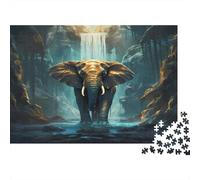 Éléphant Dans UNE grottePuzzles Pour Adultes 38x26cm/1000pcs,Jeux De Défi Style d'art de Jungle fantastique