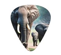 Elephant Family - Púa de guitarra excepcional, impresión completa de un solo lado, púa de material ABS, grosor diverso para una experiencia musical variada, ideal para guitarras y ukeleles, púa de
