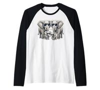 Elephant Family Sunglasses Safari Zoo Animal Lover Elephant Camiseta Manga Raglan