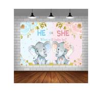 Elephant Gender Reveal Baby Shower Photography Backdrop Pink or Blue Elephant Flower Background Boy or Girl What Will Baby Be Newborn Baby Party Decor