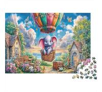 Elephant in Garden Thick Paper Baby Elephant in Hot Air Balloon Jigsaw Puzzle Bundle Family Activity 52x38cm/1000pcs