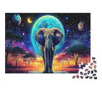 Elephant in Starlight Rompecabezas de Papel Grueso Elefante bajo Tierra cósmica de Noche, Pack Juguete Educativo para niños 70x50cm/1000 Piezas