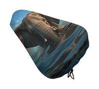 Elephant Is Sitting in The Water Bike Seat Cushion Cover Soft Padded Bike Seat Cover for Men Women Comfort, Waterproof Road Bike Saddle Covers with Drawstring Replacement Exercise Seat Cushion for M