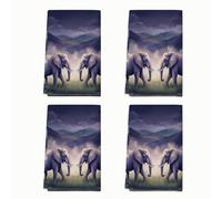 Elephant - Juego de 4 toallas de cocina Nature Fanciful Mountain Grass Violeta, absorbentes, suaves, para secar platos de cocina, limpiar a mano, cocinar, 16 x 24 pulgadas
