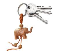 Elephant Key Ring - Three-Dimensional Carved Key Ring colgante, llavero de elefante, 3D Elephantt Imitation Wood Mobile Phone Keychain Pendant, MobiHangable Decor For Purse Backpac