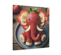 Elephant Made of Fruits Bananas And Strawberries Living Room Wall Art 40x40cm