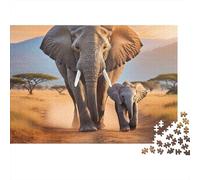 Elephant Mother and Cub Rompecabezas De 1000 Piezas En Cartón Grueso para Adolescentes 12-18, Entrenamiento Cerebral, Ocio De Vacaciones, Atencioso 38x26cm/1000pcs