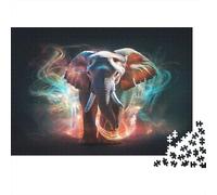 Elephant Mystical-Digital Fantasy Art 1000Pc for The Whole Family Fiery Elephant with Smoke for Women, Gifts for Men & Adults 38x26cm/1000pcs