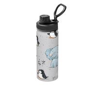 Elephant Penguin - Botella de agua de acero inoxidable aislada al vacío de 530 ml, termo a prueba de fugas con asa de transporte, taza térmica para deportes, escuela, viajes, gimnasio, viajes