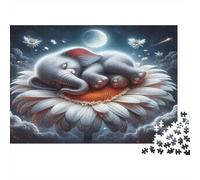 Elephant Puzzle for Adults 14-99 Years Elephant Sleeping on Flower Educational Game for Home Decor Gifts 70x50cm 1000pcs
