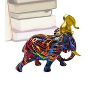 Elephant Sculpture - Colorful Resin Art Figurine with Mother and Child Design, Mother Elephant with Child Decorative Tabletop Accent for Living Room, Office, Nursery, Store Display, Creative Business