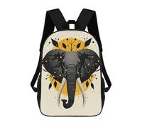 Elephant Vector Portrait with Golden Abstract Circle Mochilas Para Niños Y Estudiantes, Mochilas Escolares Impresas En 3D, Mochilas Para Estudiantes De Primaria Y Secundaria Para Niños Y Niñas 17inch