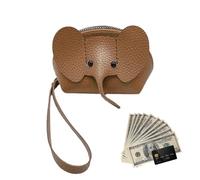 Elephant Wallet - Small PU Leather Coin Purse Card Holder, Animal Zipper