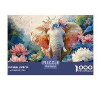 Elephant with Vibrant Wings 1000 Stück Premium-Karton Puzzle Colorful Elephant Lebendige Bilder Familienspiel Puzzles Als Geburtstagsgeschenke 38x26cm/1000pcs