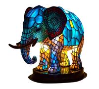 (Elephants)Animal Table Lamp Series Stained Glass Stained Night Light Retro Desk Lamps