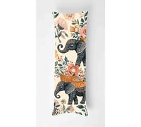 Elephants Animals Body Pillow Case Cover 40x145cm, Long Backrest Cushion Pillow Protector with Zipper, Decorative Bedding Pillowcase, Soft Body Pillow Cover for Couch Bedroom Flowers