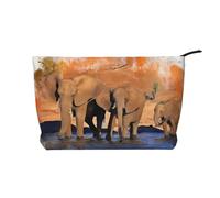 Elephants Art - Bolsa de maquillaje de pana versátil con cremallera para uso diario y organizador de capacidad de viaje, Black, Talla única