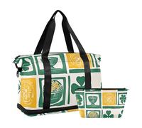 Elephants Clover Green Weekender Bolsa de noche con bolsillo mojado, correa ajustable, bolsa deportiva para gimnasio, para viajes, juego de 2 piezas para hombres y mujeres