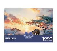 Elephants Walk in The Savannah 1000 Stück Stabiler Karton Puzzle Bohemian Wildlife Nature Stressabbau Familienspiel Puzzles Als Geburtstagsgeschenke 38x26cm/1000pcs