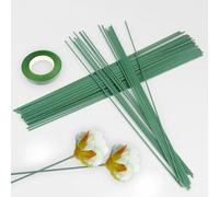 Elepl 100 Piezas Alambre Floral con 1 Cintas de Flores Alambre Floristeria 30 CM Alambre de Tallo Floral 2MM para Producción de DIY Arreglo Floral Flores Artificiales Guirnalda (Verde)