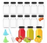 Elepl 24 Piezas Botellas Plástico Pequeñas con Tapas 120 ml Mini Botella de Bebida Vacía Botellas Zumo Reutilizables Botellas para Shots Transparente para Agua Jugo Batidos Leche Bebidas Caseras