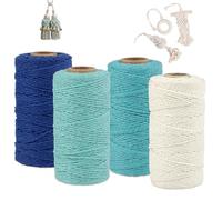 Elepl 4 Piezas Hilo de Macramé de Algodón 2mm x 100m Hilo para Macramé para Tapices Colgadores Plantas Manualidades Bricolaje el Hogar Decoracion Envoltura Regalos (4 Colores)