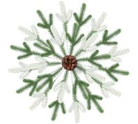 Elepl 48 Piezas 24cm Artificial Pino Ramas con Nieve Artificial Simulación Ramas de Agujas de Pino Artificiales Plástico para Decoración del Hogar Decoración de Corona de Navidad (Verde)