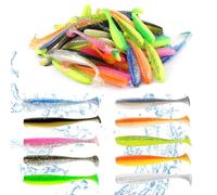 ELEpl 50 Piezas 7.5cm Reutilizable Señuelos Pesca con 1 Caja Plástico Señuelos de Pesca Spinning Mar Apto para Pescar Mandarina Lubina Bagre (10 Colores)