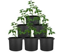 ELEpl 6 Piezas Bolsas de Cultivo con Asas 3 Galones 12L Bolsa de Plantación Tela No Tejida Negro Bolsas para Plantar Lavable Maceta Geotextil para Plantas Flores Fresas Patatas Tomates (25 * 22cm)