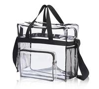 Elepl Bolsa Transparente Mujer Impermeable Neceser Maquillaje Bolso Tote Bolso de Hombro Correa Ajustable PVC Bolsa para Mujer y Hombre Bolsa Viajes (12 x 12 x 6 Pulgada)