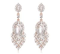 EleQueen Pendientes de araña de cristal con diamantes de imitación, aretes colgantes de lágrima de marquesa Art Deco para mujer, Cristal de estrás, Cristal de estrás