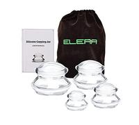 ELERA Ventosas Celulitis, 4 Copas Masaje Celulitis Cuerpo Silicona, Chinas Vacío Terapia de Ahuecamiento, Tazas Anticelulítica con ventosas corporales, Cara Cuello Espalda para uso profesional