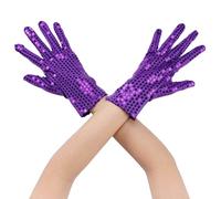 Elerevyo Guantes de Lentejuelas para Mujer, con Dedos Completos y Mangas Brillantes para Baile, para Fiestas, Banquetes, Disfraces, Vestidos de GraduacióN Púrpura 23.5x9.5cm/9.25"x3.74"(LxW)