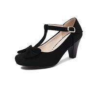 elerhythm Mary Jane - Zapatos de vestir para mujer, estilo vintage, con correa en T, con lazo, estilo Gatsby de los años 50, con cierre de dedo del pie de los años 20, estilo victoriano, dulce,