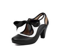 elerhythm Mary Jane - Zapatos retro victorianos de los años 20 para mujer Mary Jane Two Two Tone Lace Up Cerrados Punta Redonda Vintage Tacones Gatsby de los años 50, Negro , 37 EU