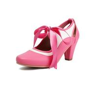 elerhythm Mary Jane - Zapatos retro victorianos de los años 20 para mujer Mary Jane Two Two Tone Lace Up Cerrados Punta Redonda Vintage Tacones Gatsby de los años 50, Rosa., 38 EU