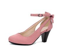 elerhythm Zapatos Mary Jane con lazo para mujer, vintage, punta cerrada, tacón, estilo Gatsby, victoriano, de los años 1920, de ante sintético, Rosa., 38 EU