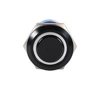 Elerose para interruptor de botón de herramienta qiilu 19 mm 12 V Interruptor de botón de metal resistente al agua con bloqueo automático Interruptor de botón de luz de anillo LED de carcasa negra (