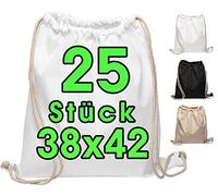 ELES VIDA Bolsa de gimnasia de algodón 25 piezas Bolsa deportiva de 38x42 cm - de algodón, de yute OEKO-TEX® de tela certificada de compras Gym Sac Sack para pintura